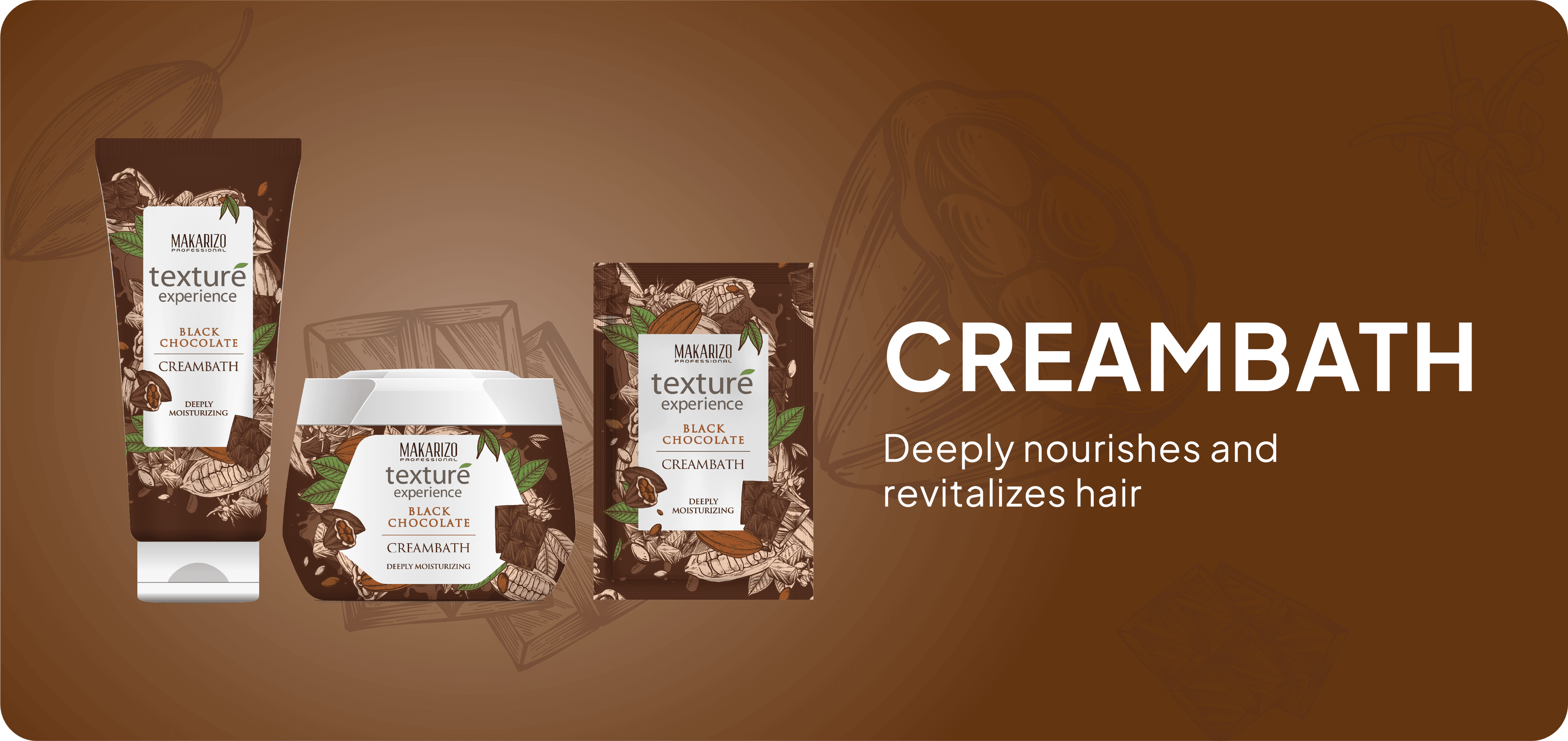 Creambath Black Chocolate — sachet, tube & jar
