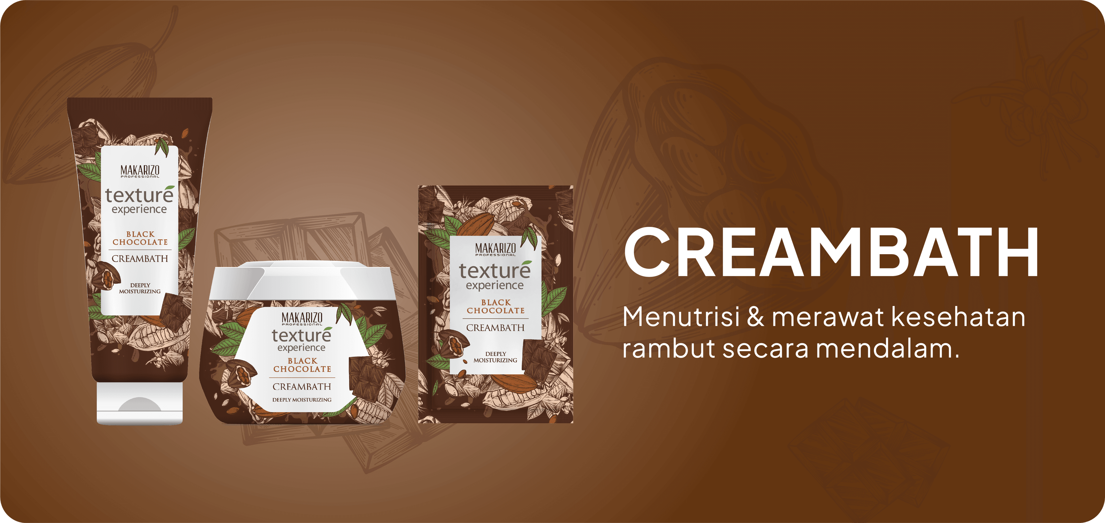 Creambath Black Chocolate — sachet, tube & jar