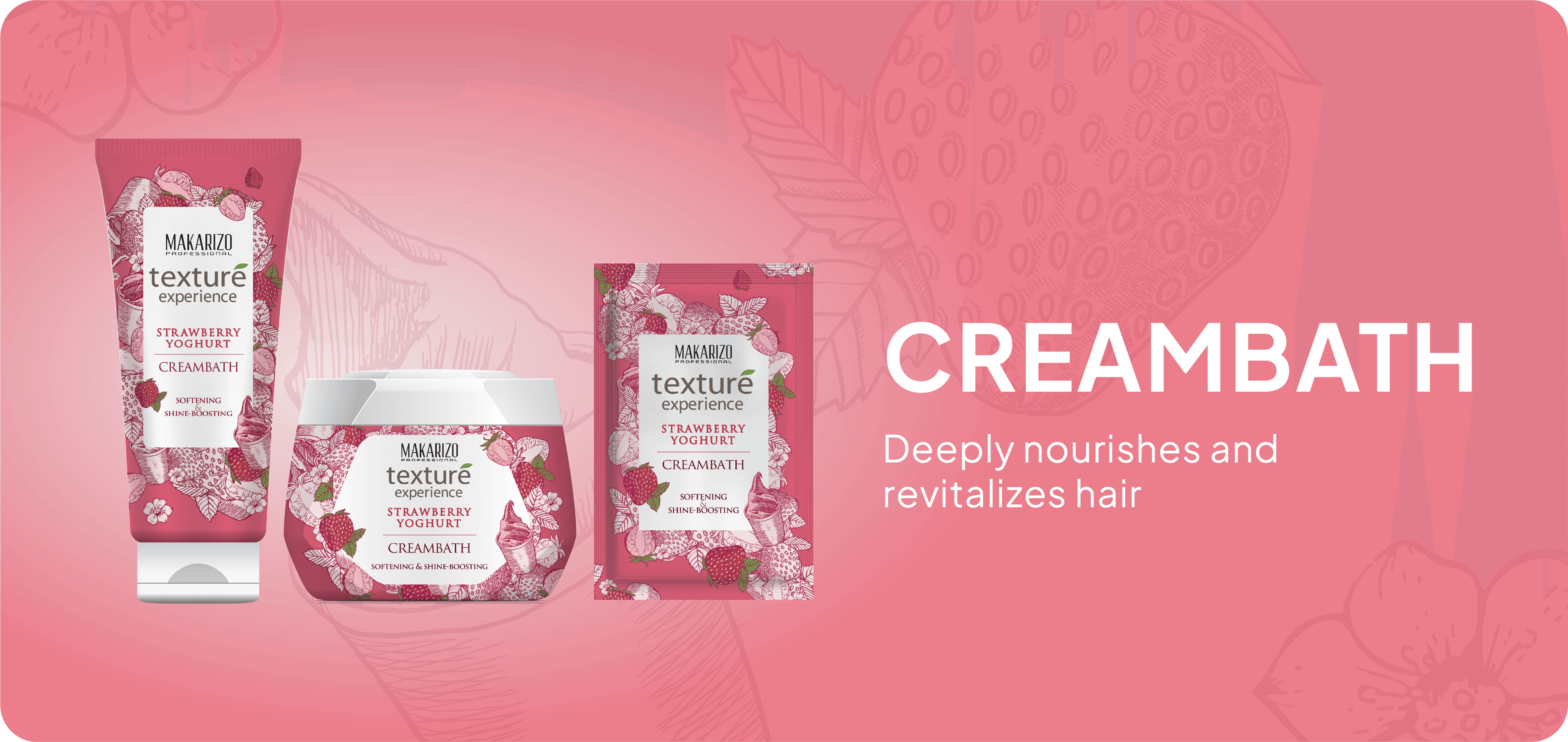 Creambath Strawberry Yoghurt — sachet, tube & jar