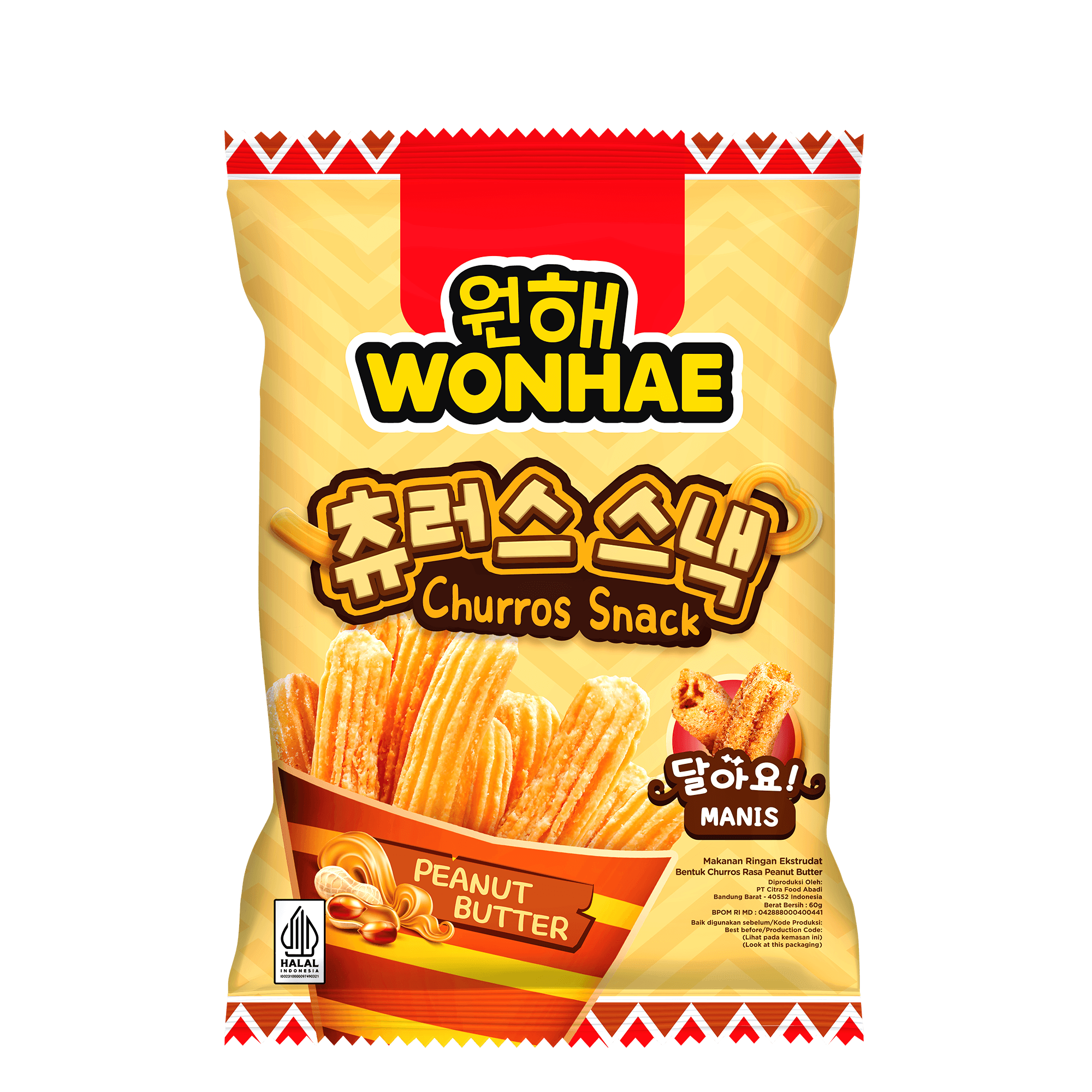Wonhae Churros Snack Peanut Butter 60 g